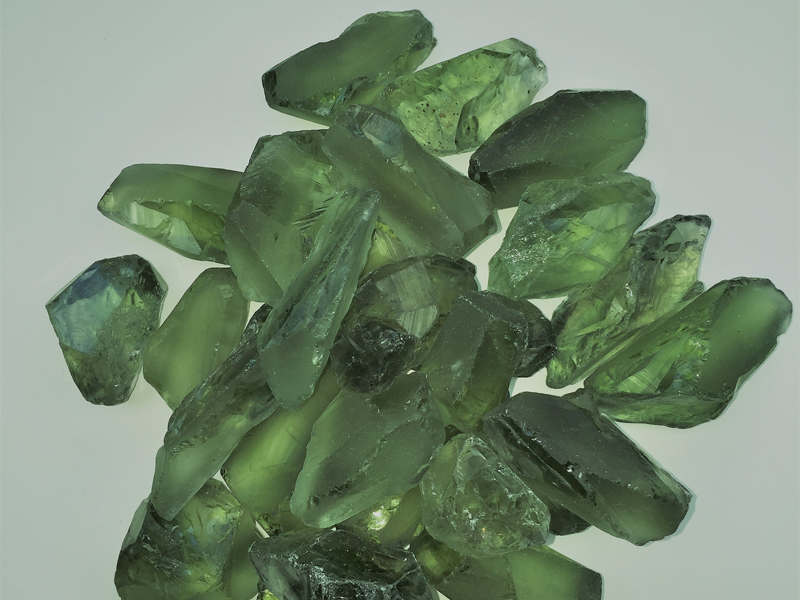 Rough stones of prasiolite